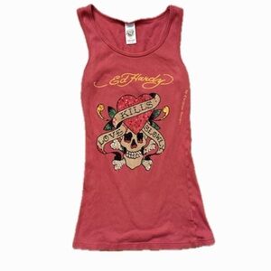Ed Hardy Crimson Ribbed Tank